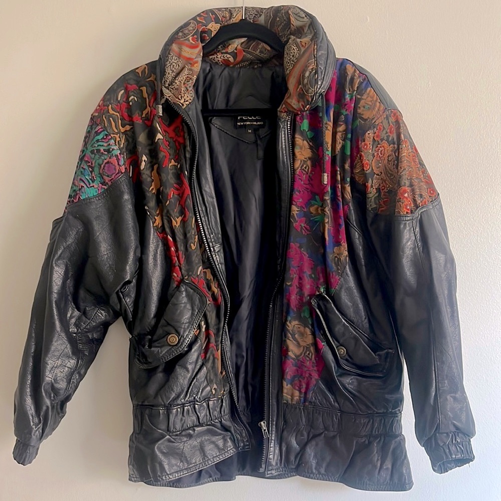 Pelle vintage 100% genuine leather patchwork coat